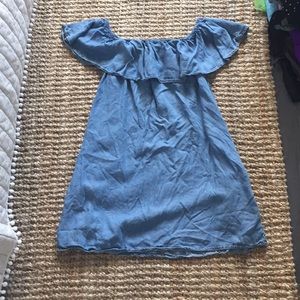 Off the shoulder, denim dress